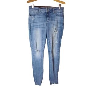 Maurices Women's Size M Distressed Midrise Skinny Jeans Raw Hem Blue